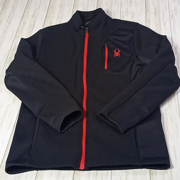 Spyder Fleece Lined Zip Up Jacket Size Youth XL (18-20) Black/ Red - Picture 5 of 15